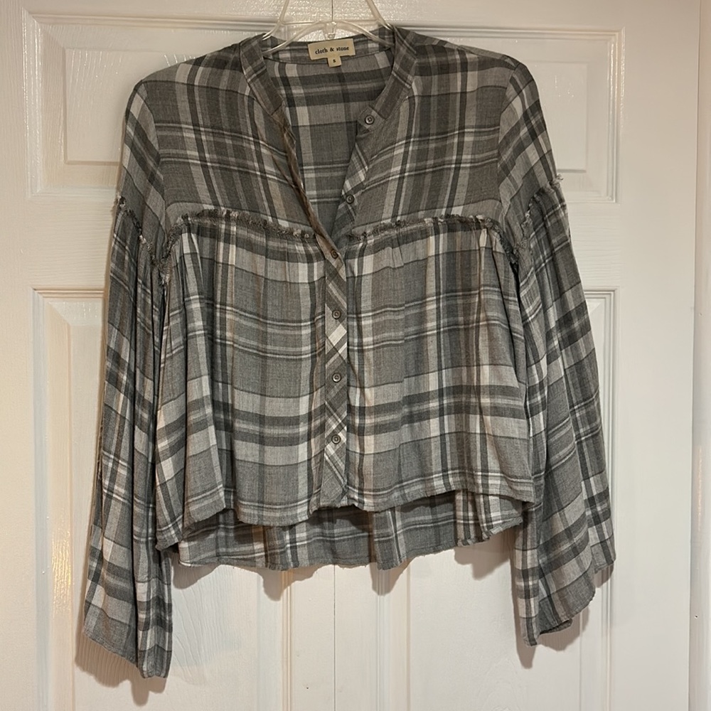 Anthropologie Cloth & Stone Button Down Flare Sleeves Top